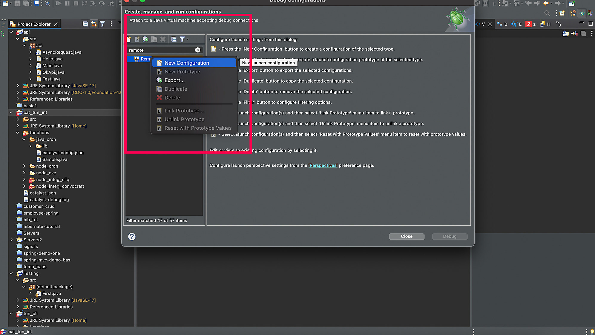 catalyst_tunneling_debugging_java_eclipse_select_java_new_configuratons