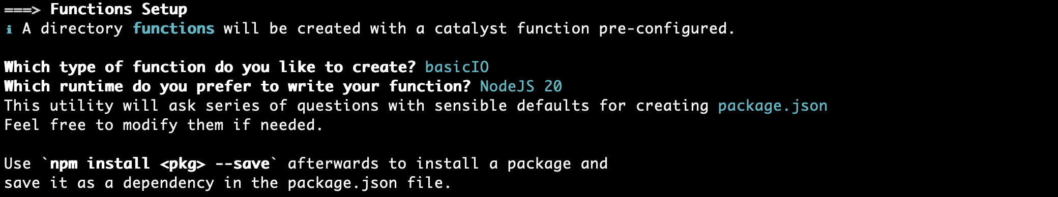 Initialize functions- Node.js Functions