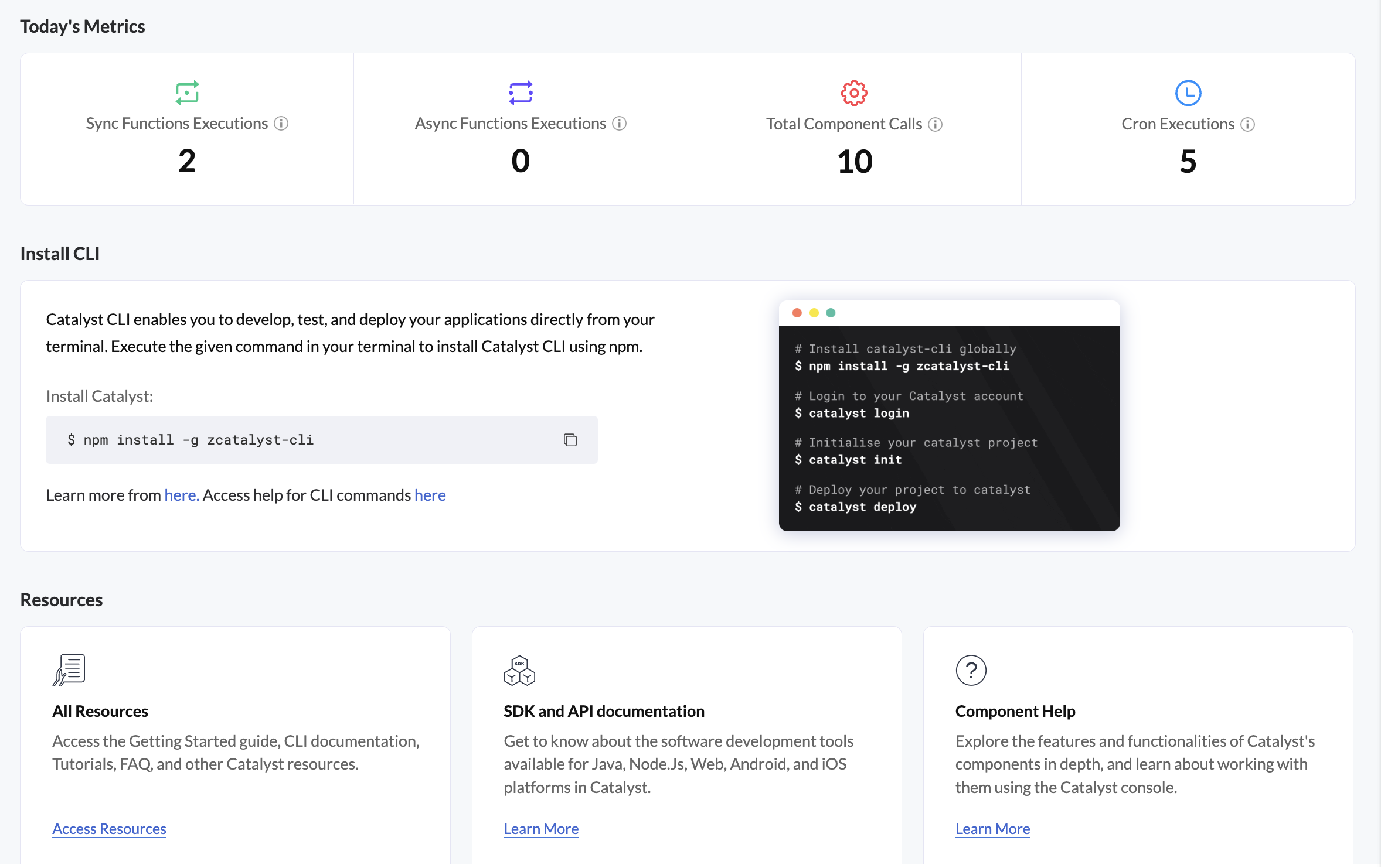 Catalyst Console- Dashboard