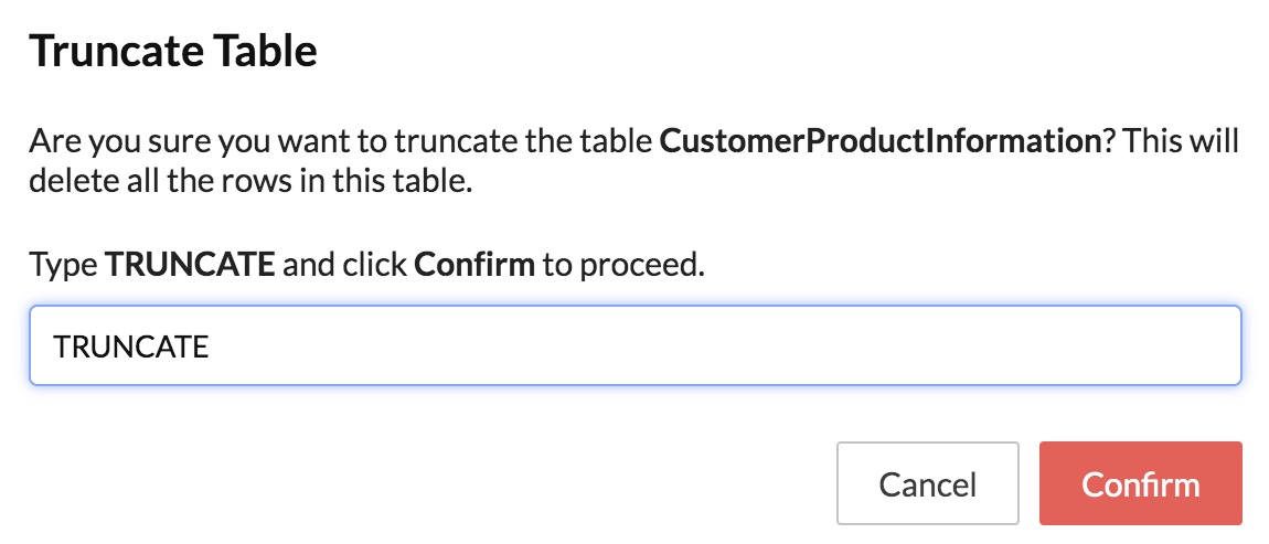 Data Store- Truncate a Table