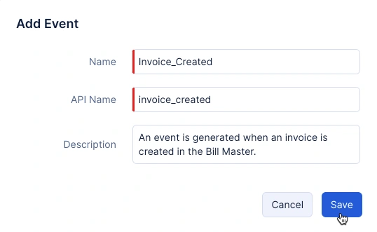 Creating an event to the Custom Publisher