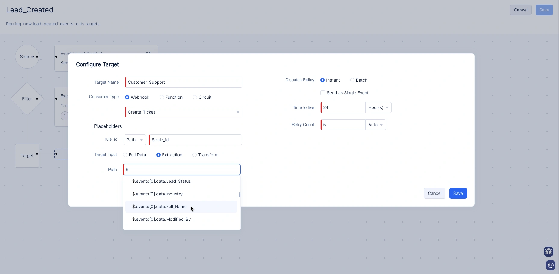 Extracting a key from the event body