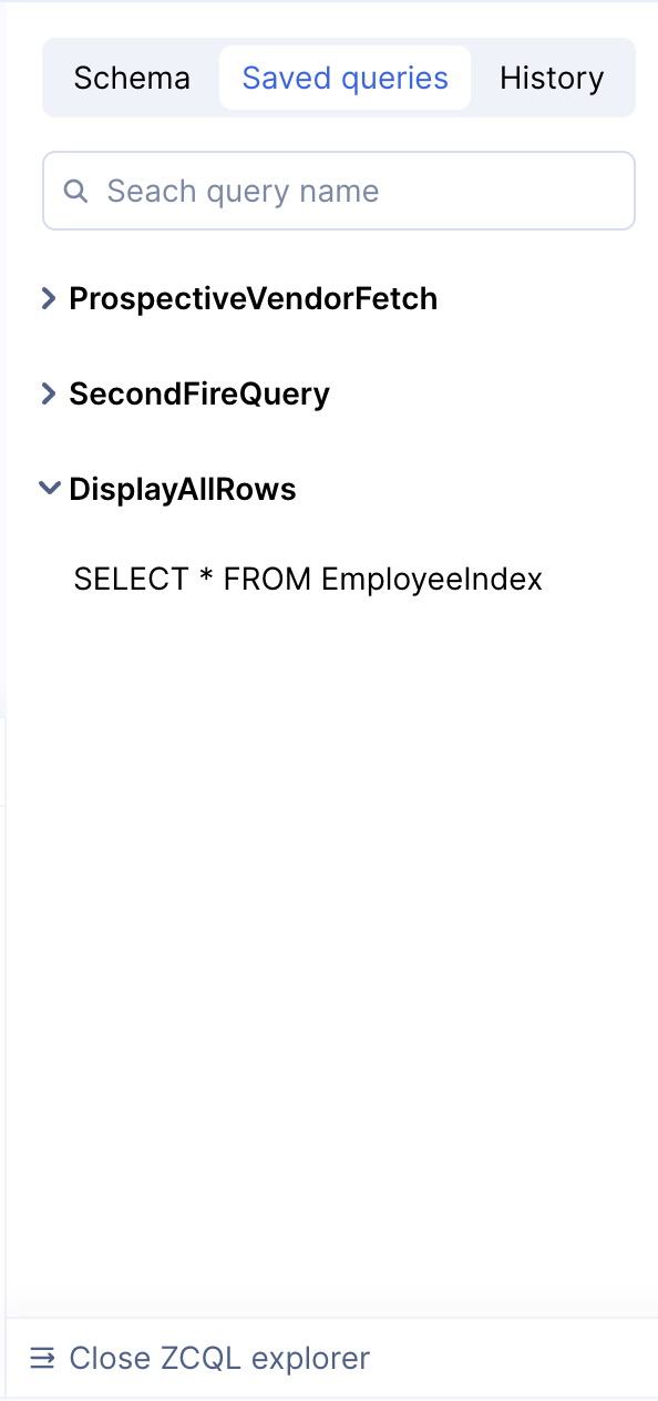 catalyst_zcql_console_console_explorer_saved_queries