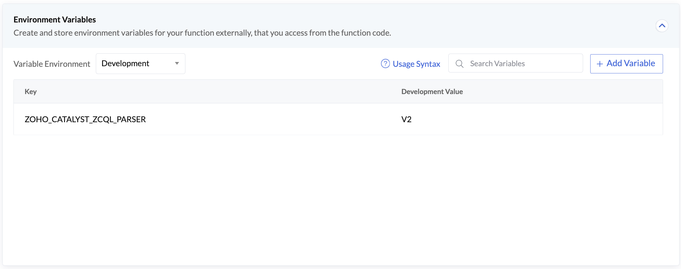 catalyst_zcql_env_variable_set