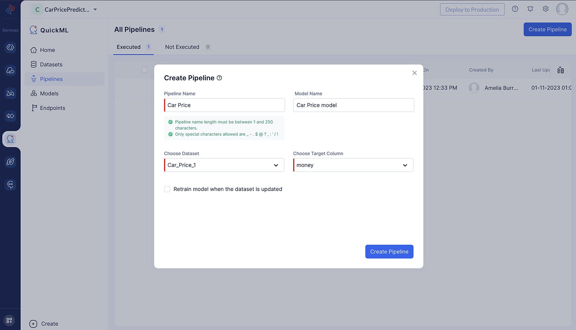 ML Pipeline Creation Meta