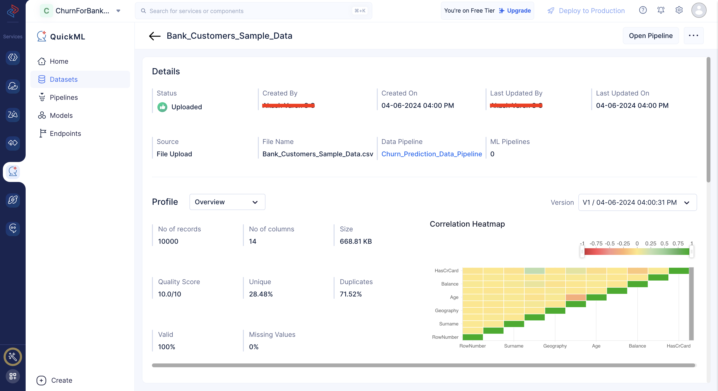 Dataset details page