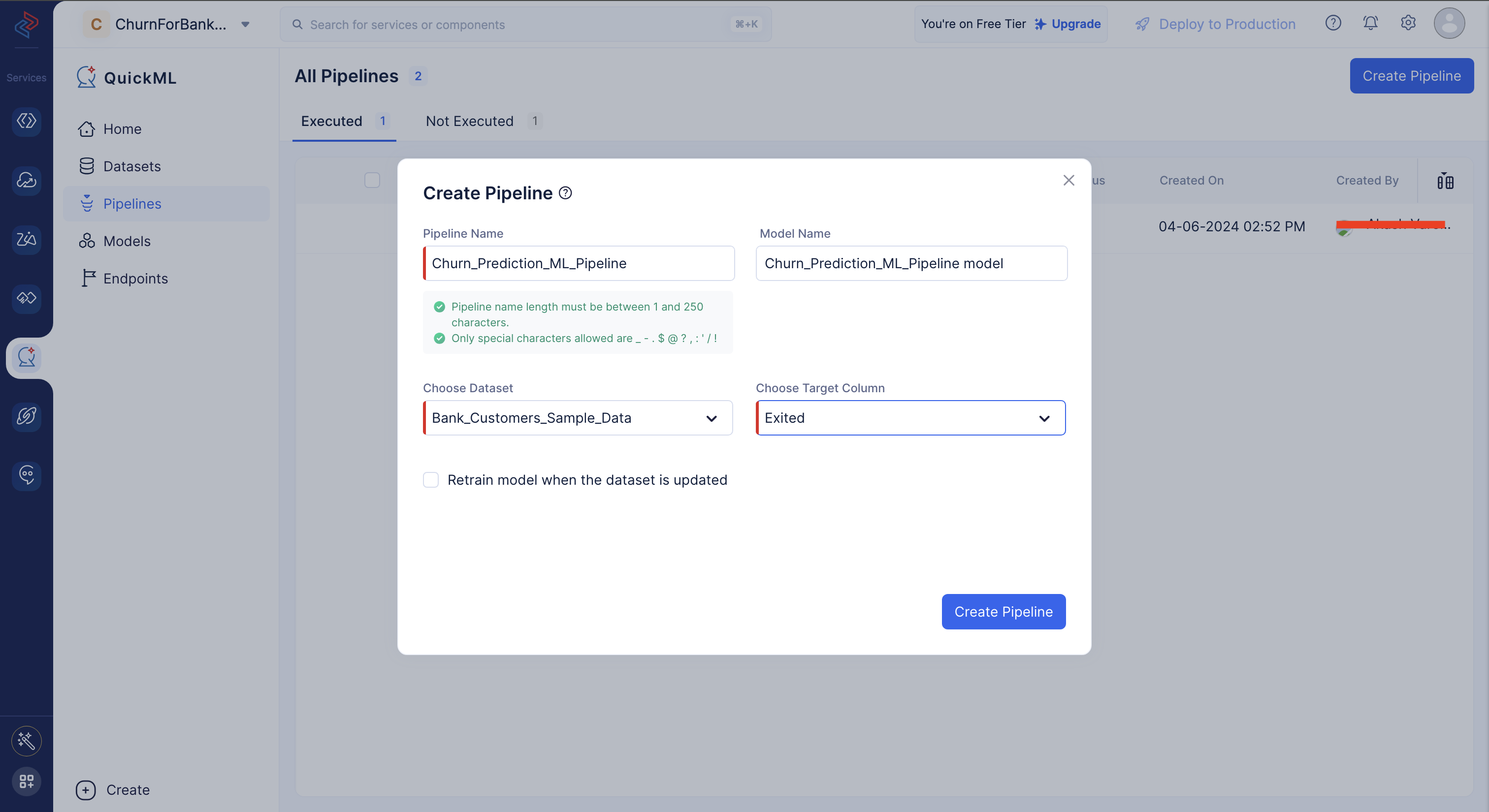 ML Pipeline Creation Meta