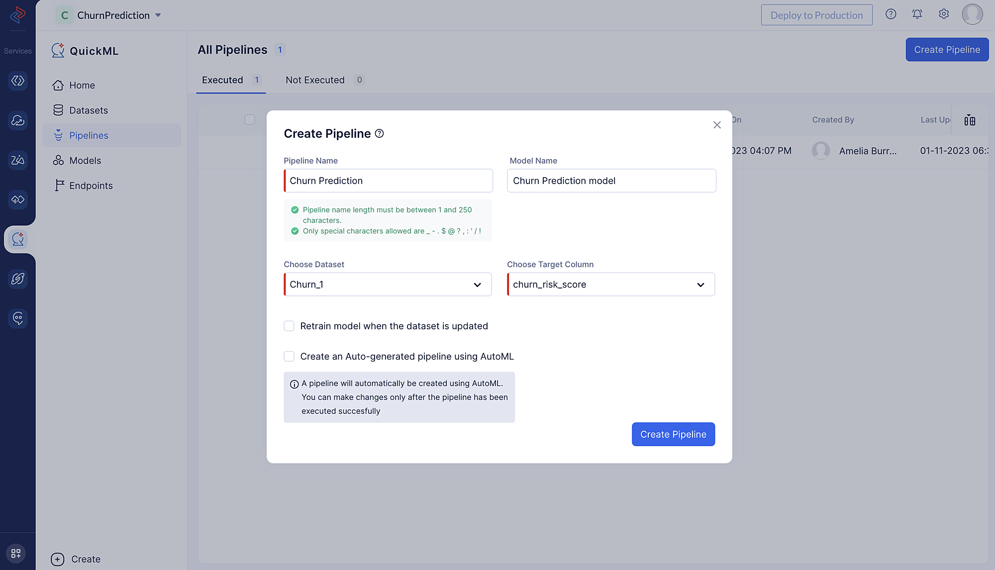 ML Pipeline Creation Meta