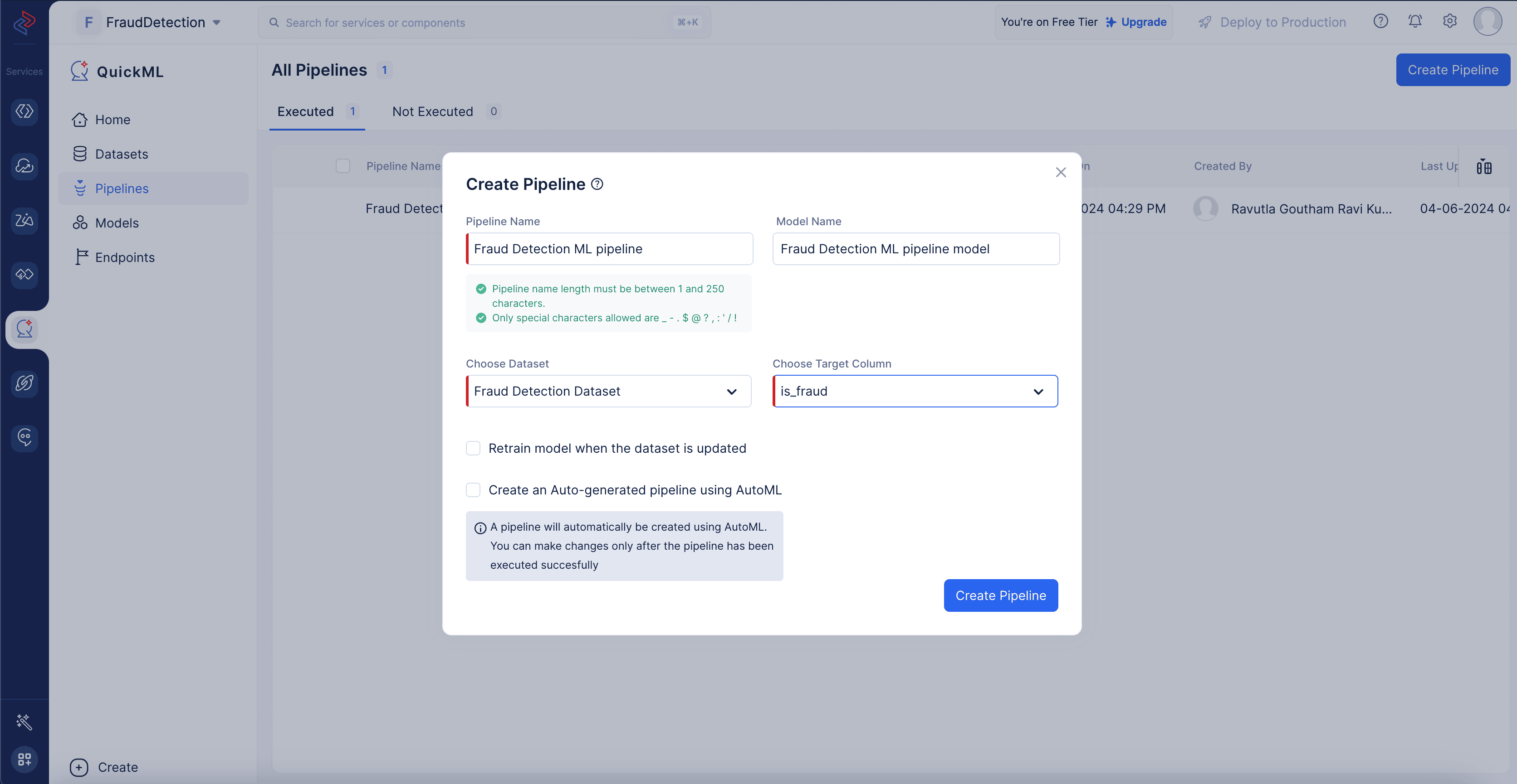 ML Pipeline Creation Meta