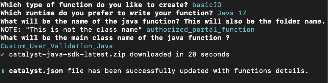 java-function-setup