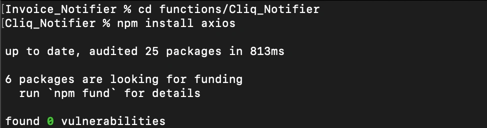 installing axios dependencies