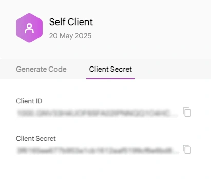 Client Credentials for the new self-client