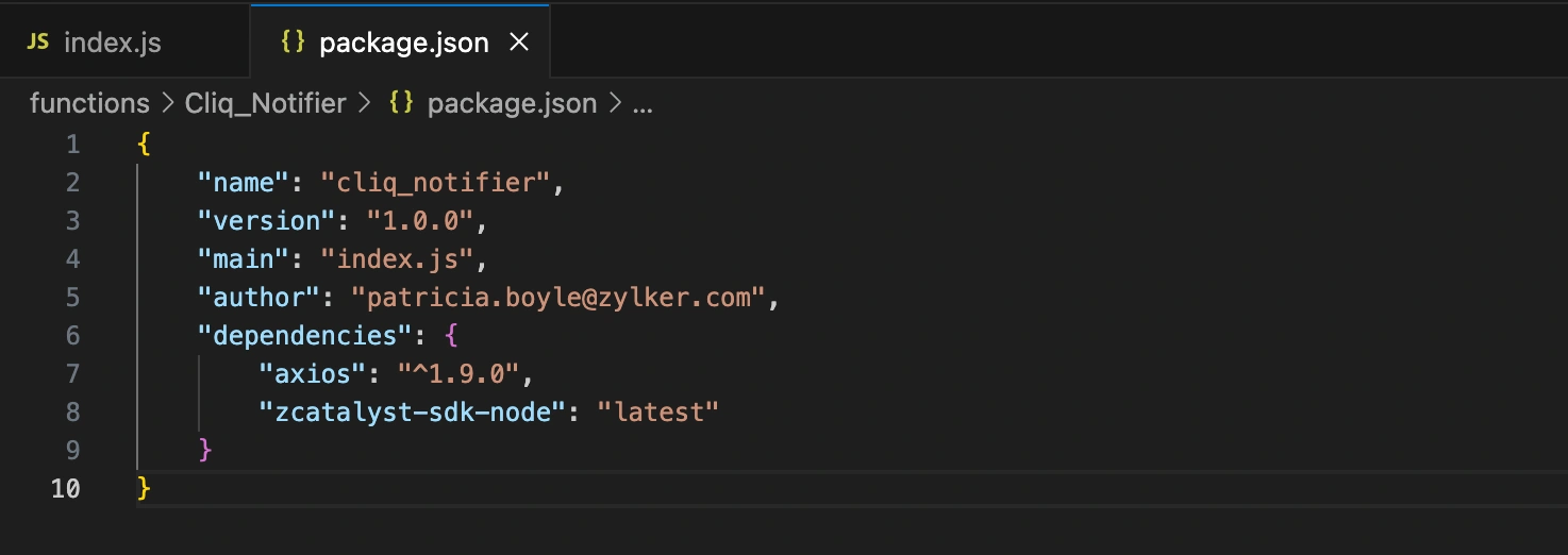 Add dependencies for the fucntion