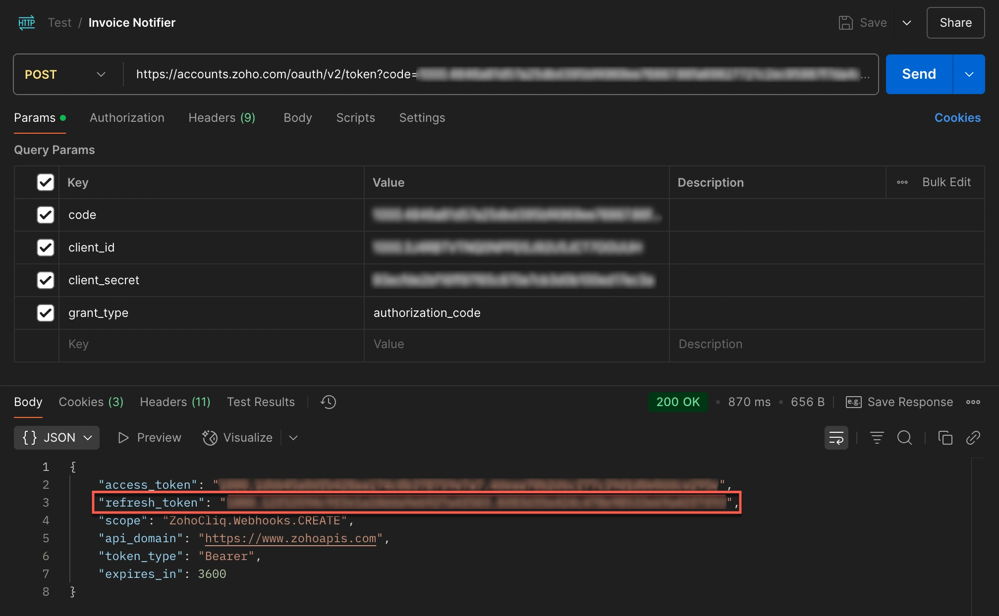 Generating refresh token