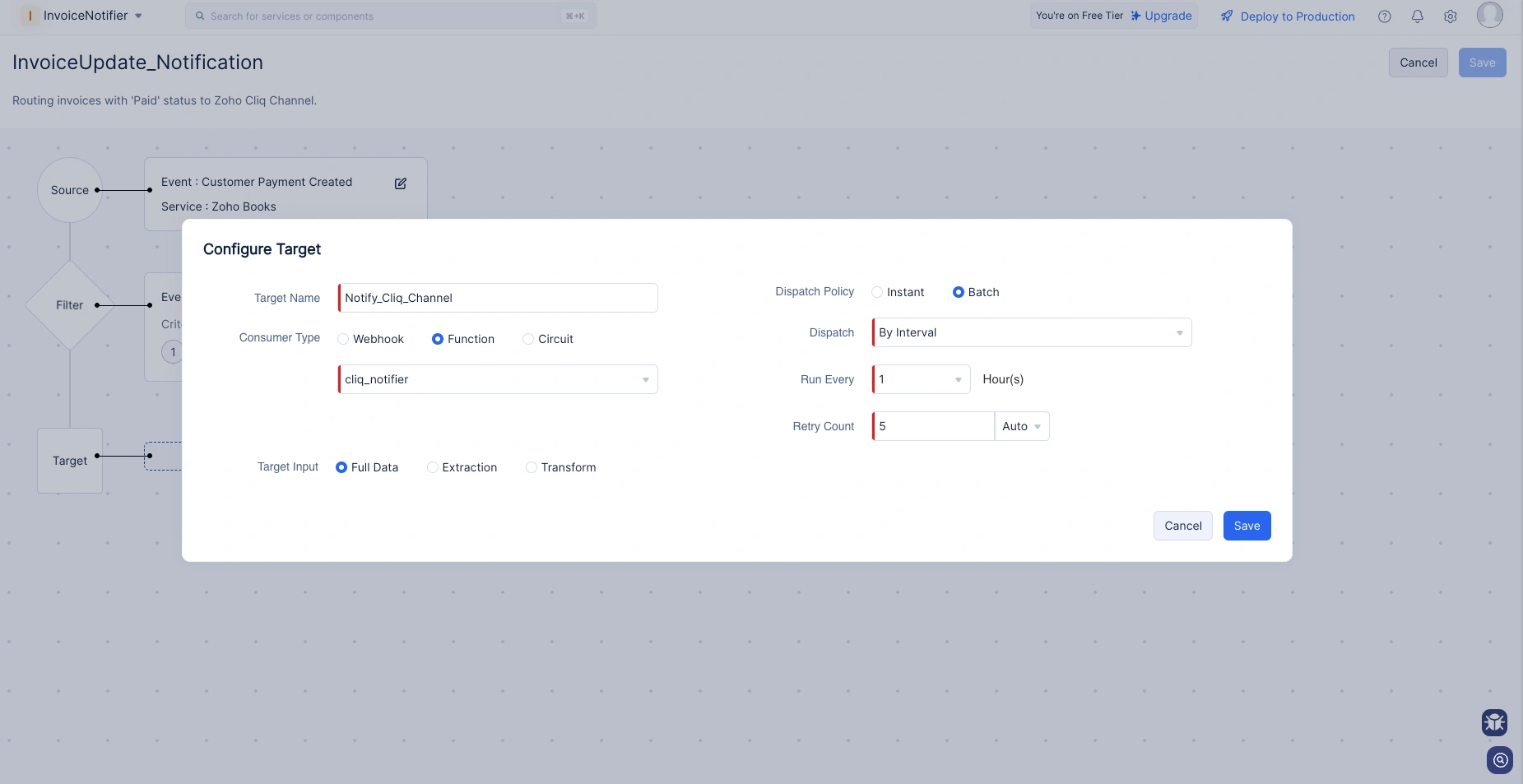 Configure target settings