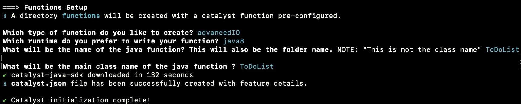 catalyst_todo_java_function_setup